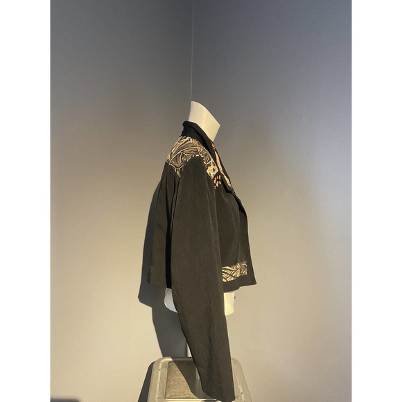 Women's Vintage City girl petites size 12 V dress jacket Black With Brown Design - Picture 3 of 5
